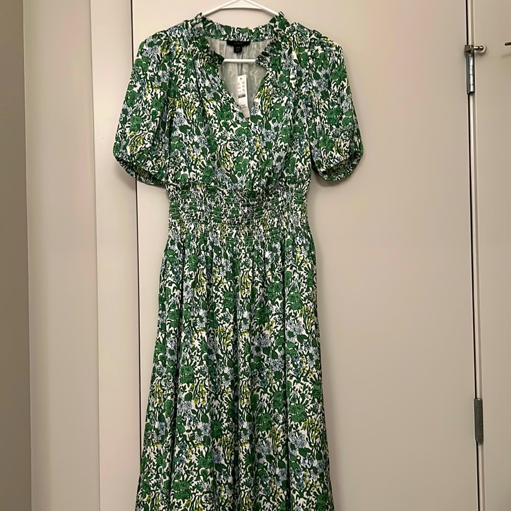 Jcrew Satin Smocked-waist Tossed Floral Midi Dress - XXS - NWT